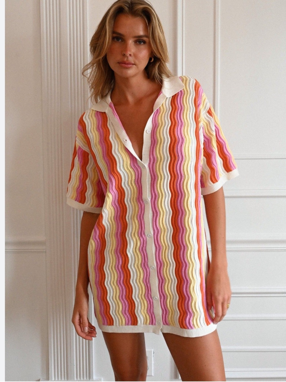 Yllw The Label Felix Knit Dress M/L Sorbet